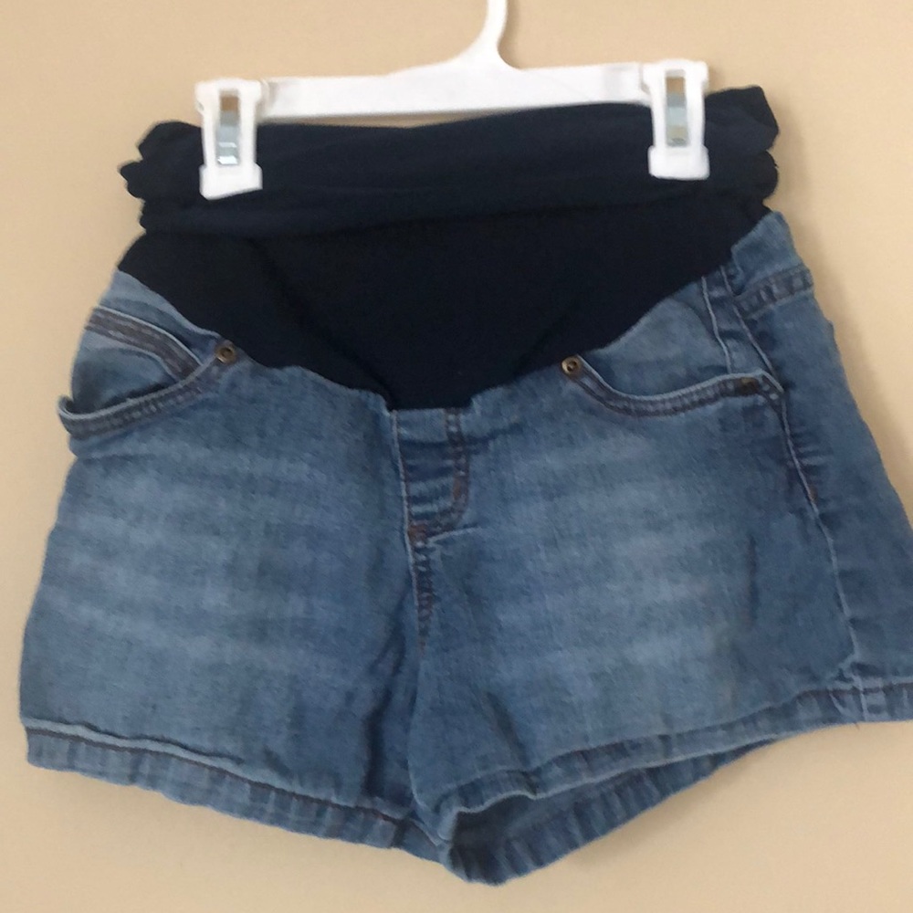 Denim Maternity Shorts with built-in panel